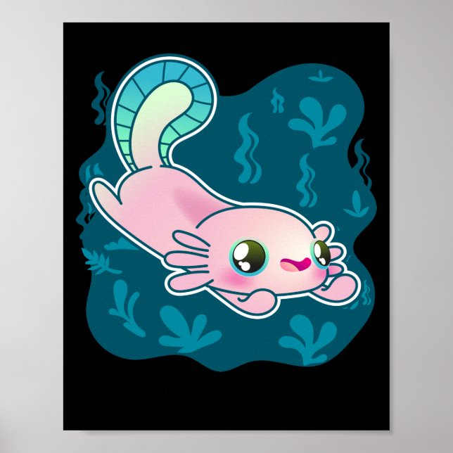 Póster Axolotl Relaxing Relaxolotl Kawaii (Frente)