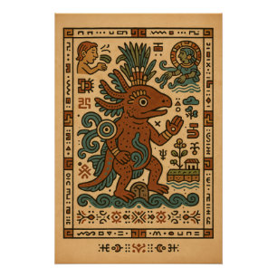 Póster Axolotl Teotl - Dios de las Aguas