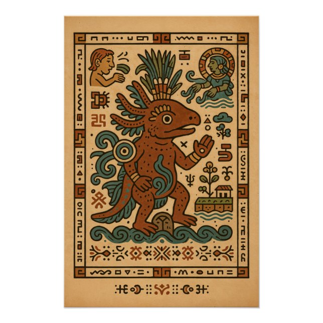 Póster Axolotl Teotl - Dios de las Aguas (Anverso)