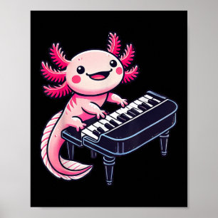 Póster Axolotl Tocando Música De Piano Axolotls