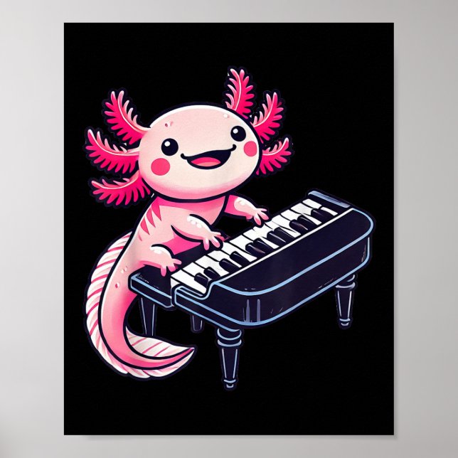 Póster Axolotl Tocando Música De Piano Axolotls (Frente)