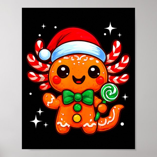 Póster Axolotl Xmas Hat Santa Cute Funny Christmas Pajama (Frente)