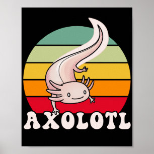 Póster Axolotls Retro Sunset Axolotl Kawaii