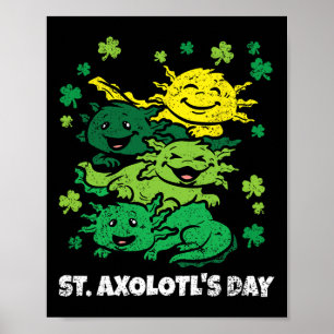 Póster Axolotto St Patricks Day Cute Animal Shamrock Clov