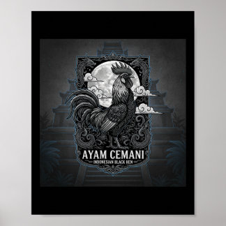 Póster Ayam Cemani - Gallo Negro Indonesia Indonesio A
