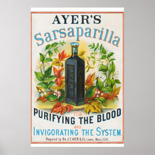 Póster Ayers Sarsaparilla de la década de 1860 - Antigua 