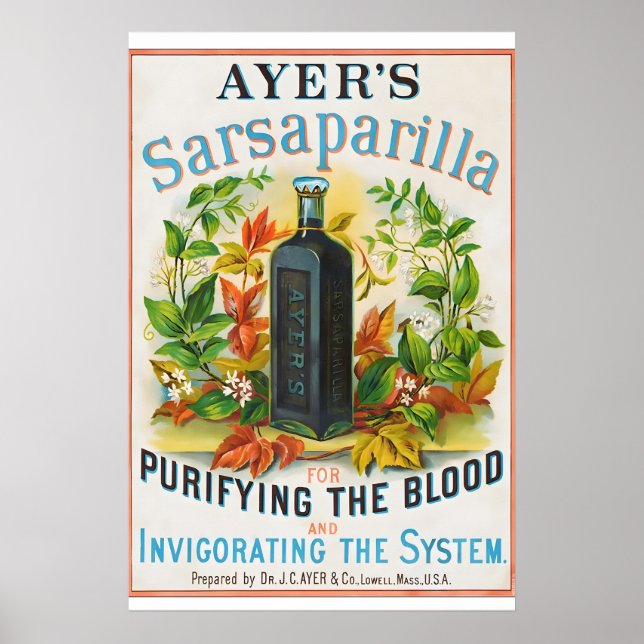 Póster Ayers Sarsaparilla de la década de 1860 - Antigua  (Frente)