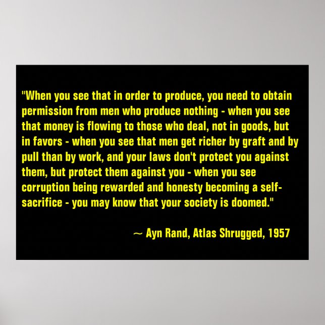 Póster Ayn Rand, Atlas encogido (Frente)