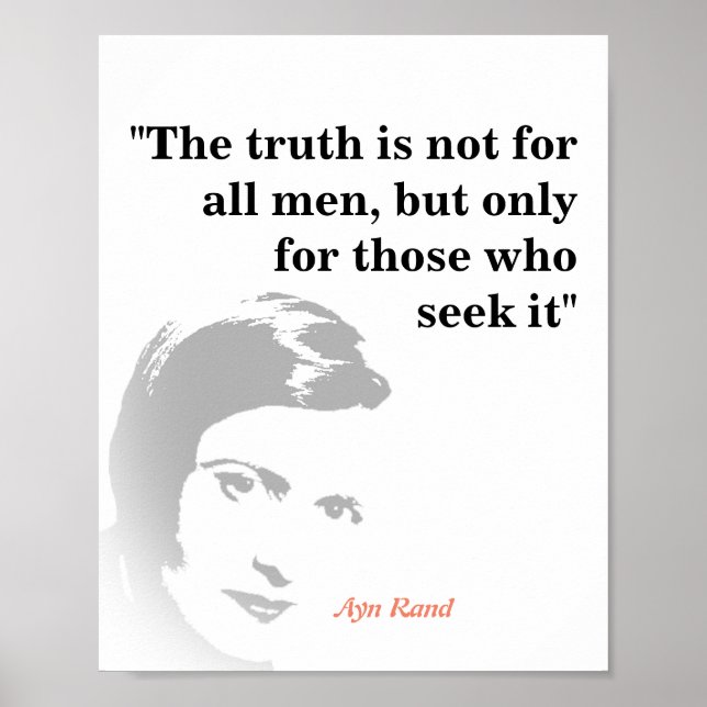Póster Ayn Rand Cita Sobre La Verdad (Frente)