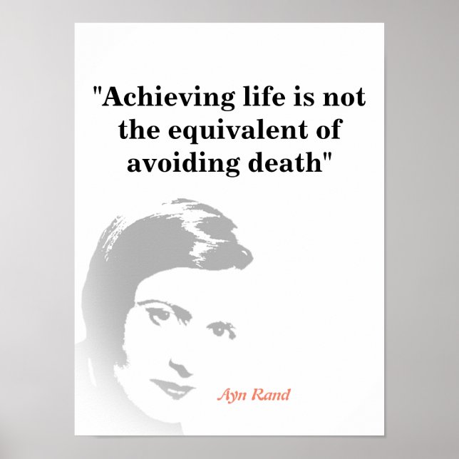 Póster Ayn Rand Cita Sobre La Vida (Frente)