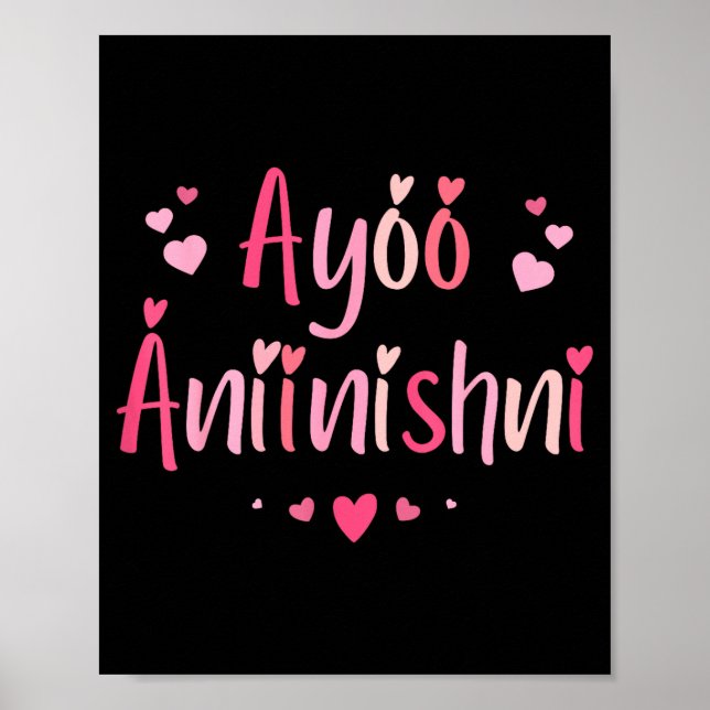 Póster Ayóó Ánííníshní - I Love You In Navajo With Cute N (Frente)