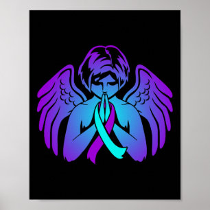 Póster Ayuda de Suicidio Awareness Wings Angel Ribbon Hap
