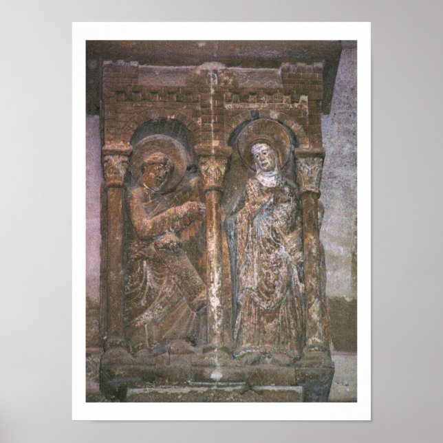 Póster Ayuda de una capital que representa la Anunciación (Frente)