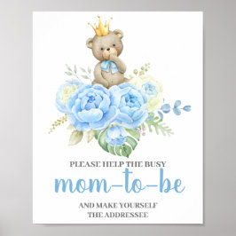 Póster Ayuda del oso azul a mamá el signo de destinatario