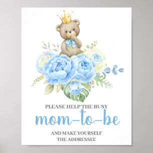 Póster Ayuda del oso azul a mamá el signo de destinatario
