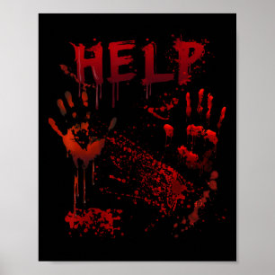 Póster Ayuda divertida Huella Sangrienta Halloween Disstu