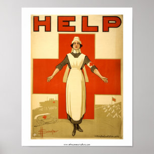 Póster AYUDA, poster australiano de la Cruz Roja