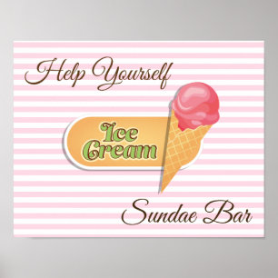 Póster Ayuda tú mismo Rótulo de Poster de Ice Cream Sunda