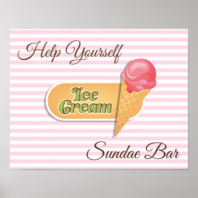 Póster Ayuda tú mismo Rótulo de Poster de Ice Cream Sunda (Frente)