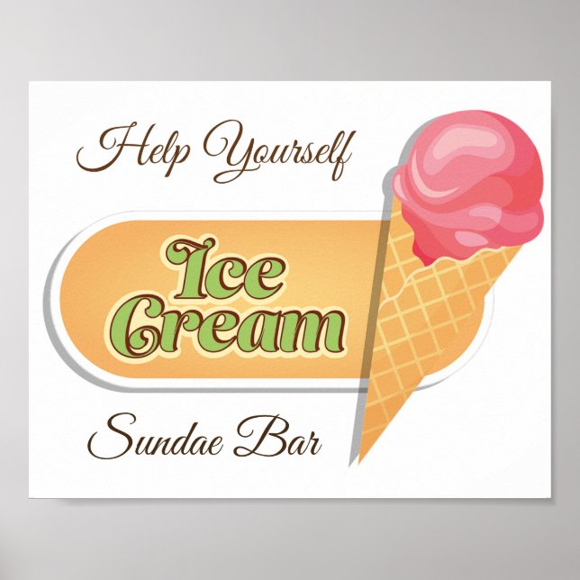 Póster Ayuda tú mismo Rótulo de Poster de Ice Cream Sunda (Frente)