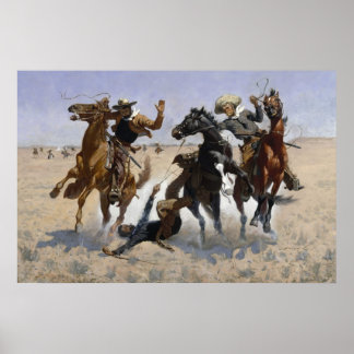 Póster Ayudando a un camarada de Frederic Remington