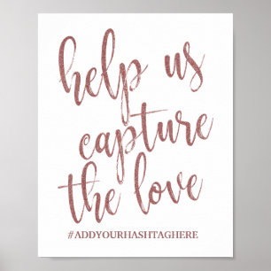 Póster Ayúdanos a Capturar el Amor Letrero de Purpurina D