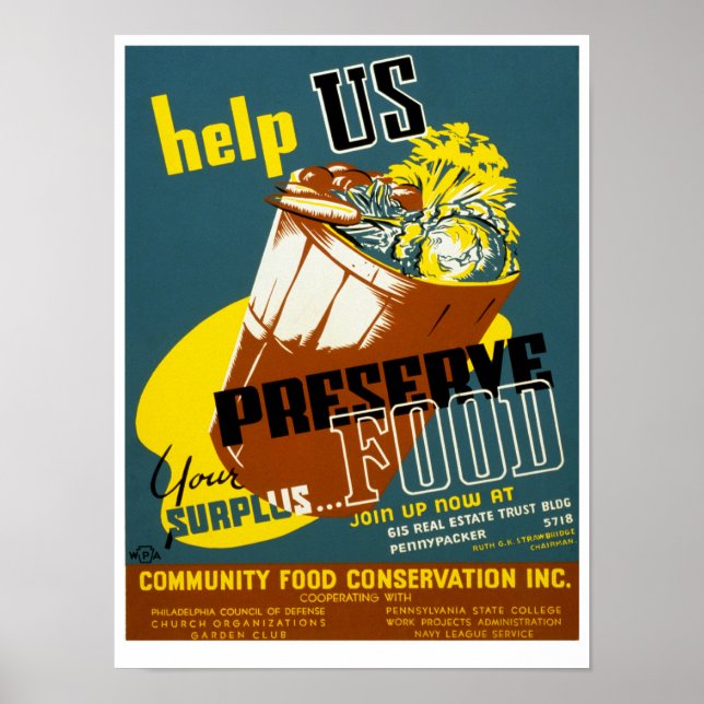 Póster Ayúdanos a Preservar Comida (Frente)