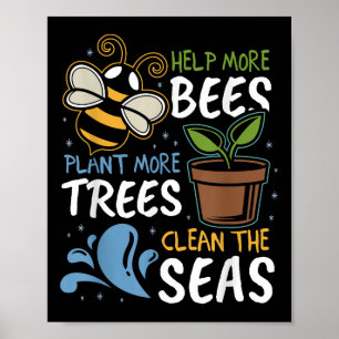 Póster Ayudar a más abejas plantar más árboles en áreas l
