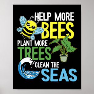 Póster Ayudar A Que Más Abejas Planten Más Árboles A Limp