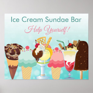 Póster Ayudarse a sí mismo Ice Cream Sundae Bar Poster