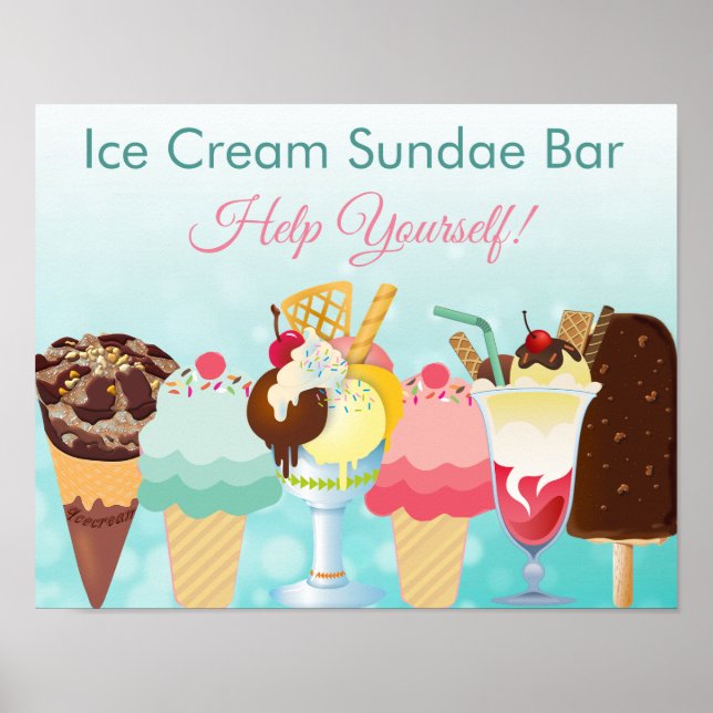Póster Ayudarse a sí mismo Ice Cream Sundae Bar Poster (Frente)