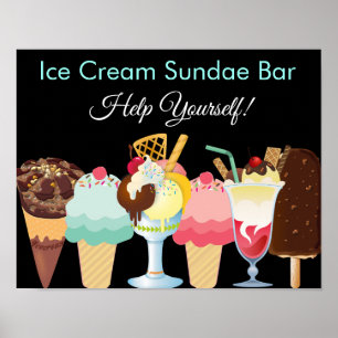 Póster Ayudarse a sí mismo Ice Cream Sundae Bar Poster