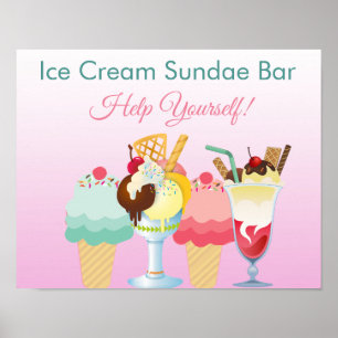 Póster Ayudarse a sí mismo Ice Cream Sundae Bar Poster