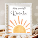 Póster Ayúdase a beber boho Sunshine Birthday<br><div class="desc">(H) ¡Un complemento perfecto para el fiesta de tu pequeña! Tema Sunshine.</div>
