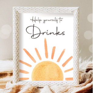 Póster Ayúdase a beber boho Sunshine Birthday