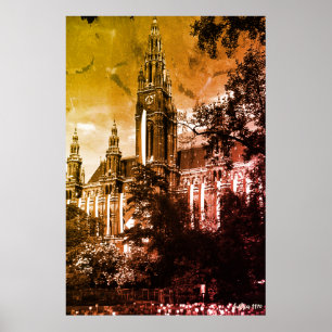Póster Ayuntamiento Rathaus de Viena Austria Vintage