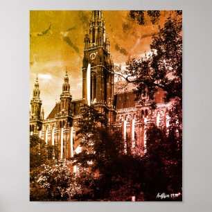 Póster Ayuntamiento Vintage Austria Viena Rathaus