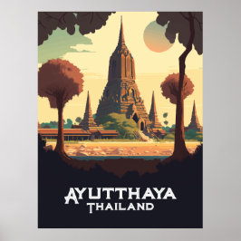Póster Ayutthaya Tailandia Temple Sunset