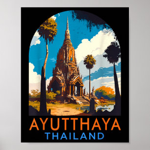 Póster Ayutthaya Viaje De Viaje Vacaciones De Verano Ayut
