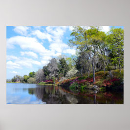 Póster Azaleas en el estanque del molino de arroz