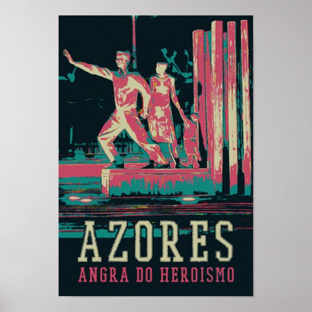 Póster Azores Angra do Heroismo ilustracion Portugal (Frente)