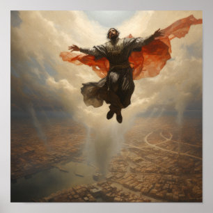 Póster Azrael flotando por encima de la humanidad - Poste