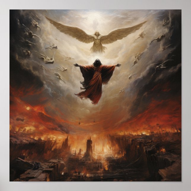Póster Azrael flotando por encima de la humanidad - Poste (Frente)