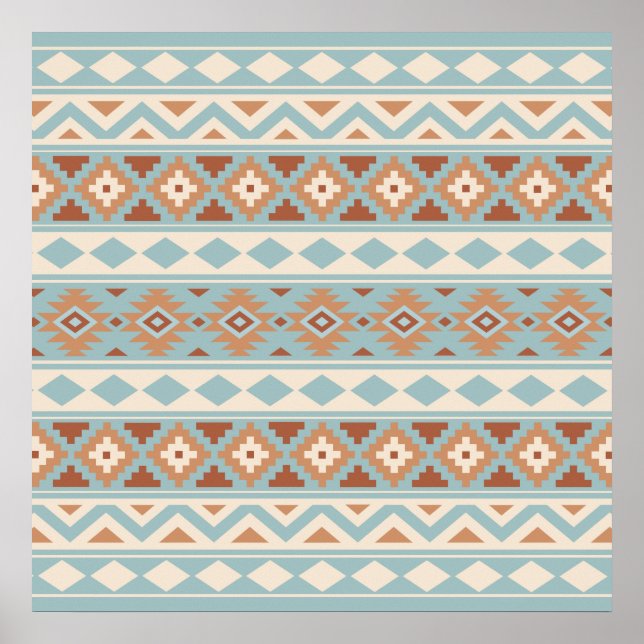 Póster Aztec Essence Ptn IIIb Blue Cream Terracottas (Frente)