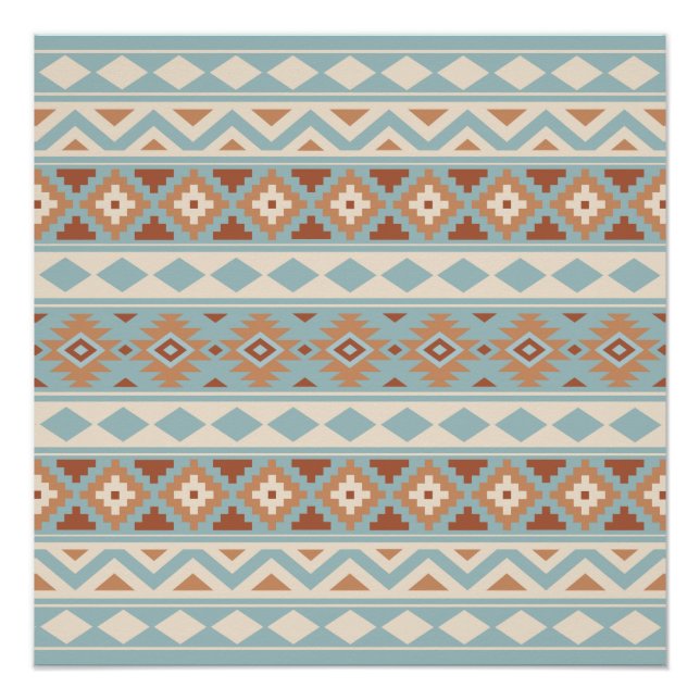 Póster Aztec Essence Ptn IIIb Blue Cream Terracottas (Anverso)