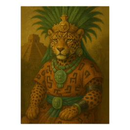 Póster Aztec Jaguar Warrior Divine Pre-Hispanic Portrait