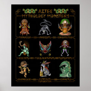 Póster Aztec Mythology Monsters