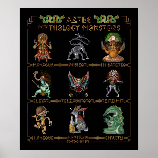 Póster Aztec Mythology Monsters (Frente)