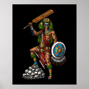 Póster Aztec Skull Warrior