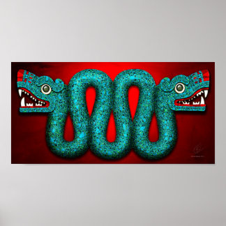 Póster Aztec Turquoise Mosaic Serpent Poster